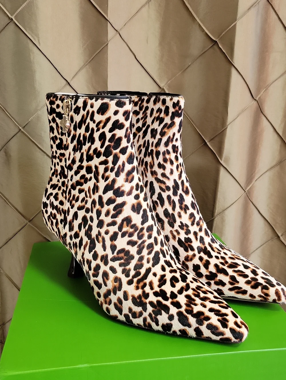 NWT- Kate Spade ‘Adele Downtown Leopard’ Calf-Hair Kitten Heel Ankle Bootie